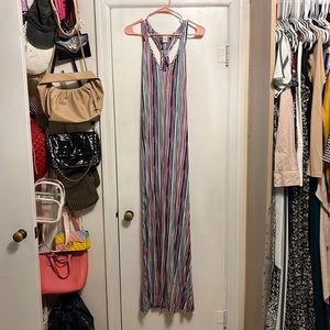 Long multi-color striped maxi dress